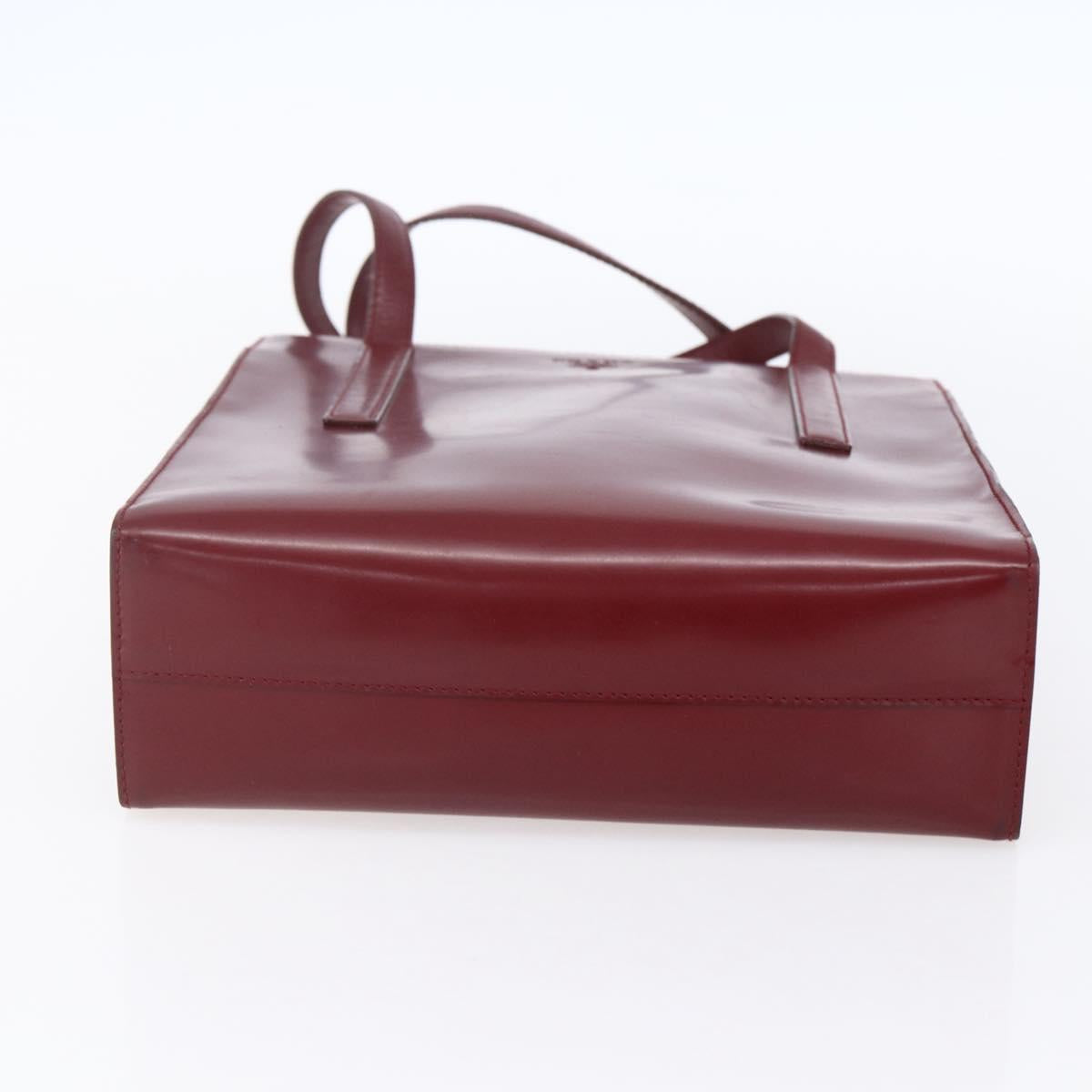 PRADA Tote Bag Enamel Red Silver Auth bs30465