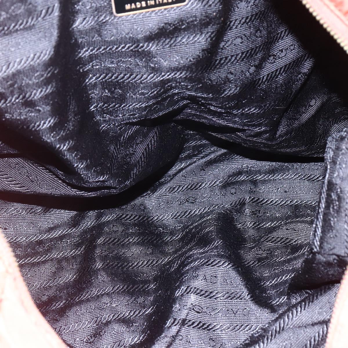 PRADA Chain Quilted Tote Bag Nylon Orange Gold Auth bs30467