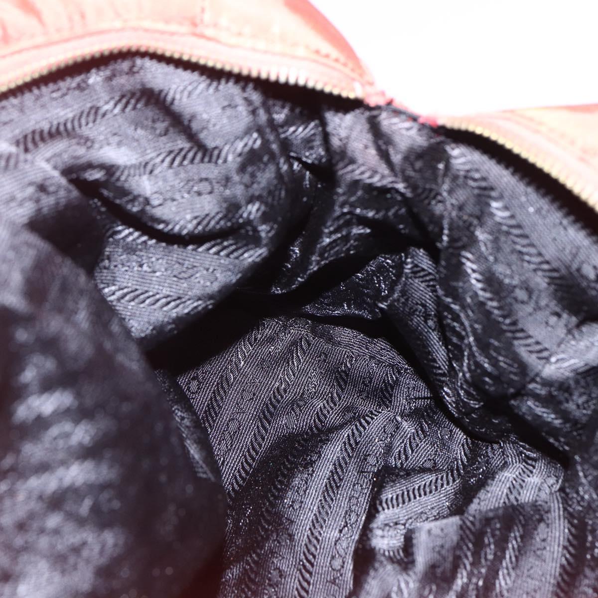 PRADA Chain Quilted Tote Bag Nylon Orange Gold Auth bs30467