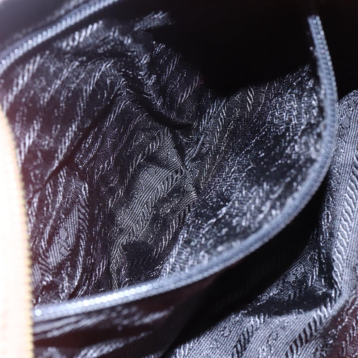 PRADA Chain Quilted Tote Bag Nylon Orange Gold Auth bs30467