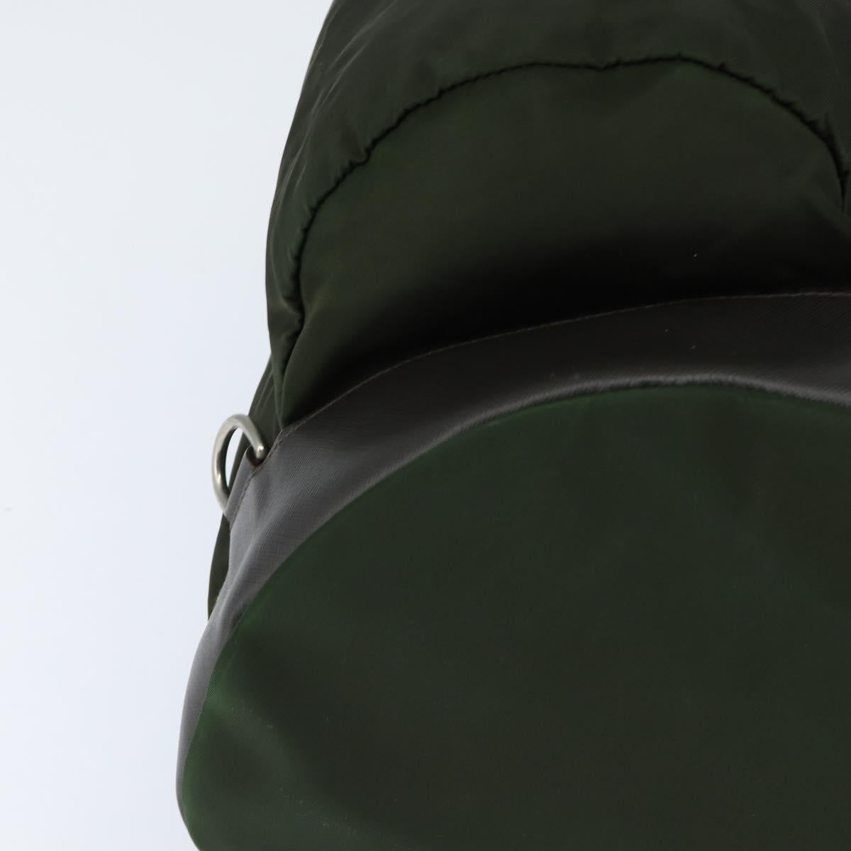 PRADA Backpack Nylon Leather Khaki Auth bs30468