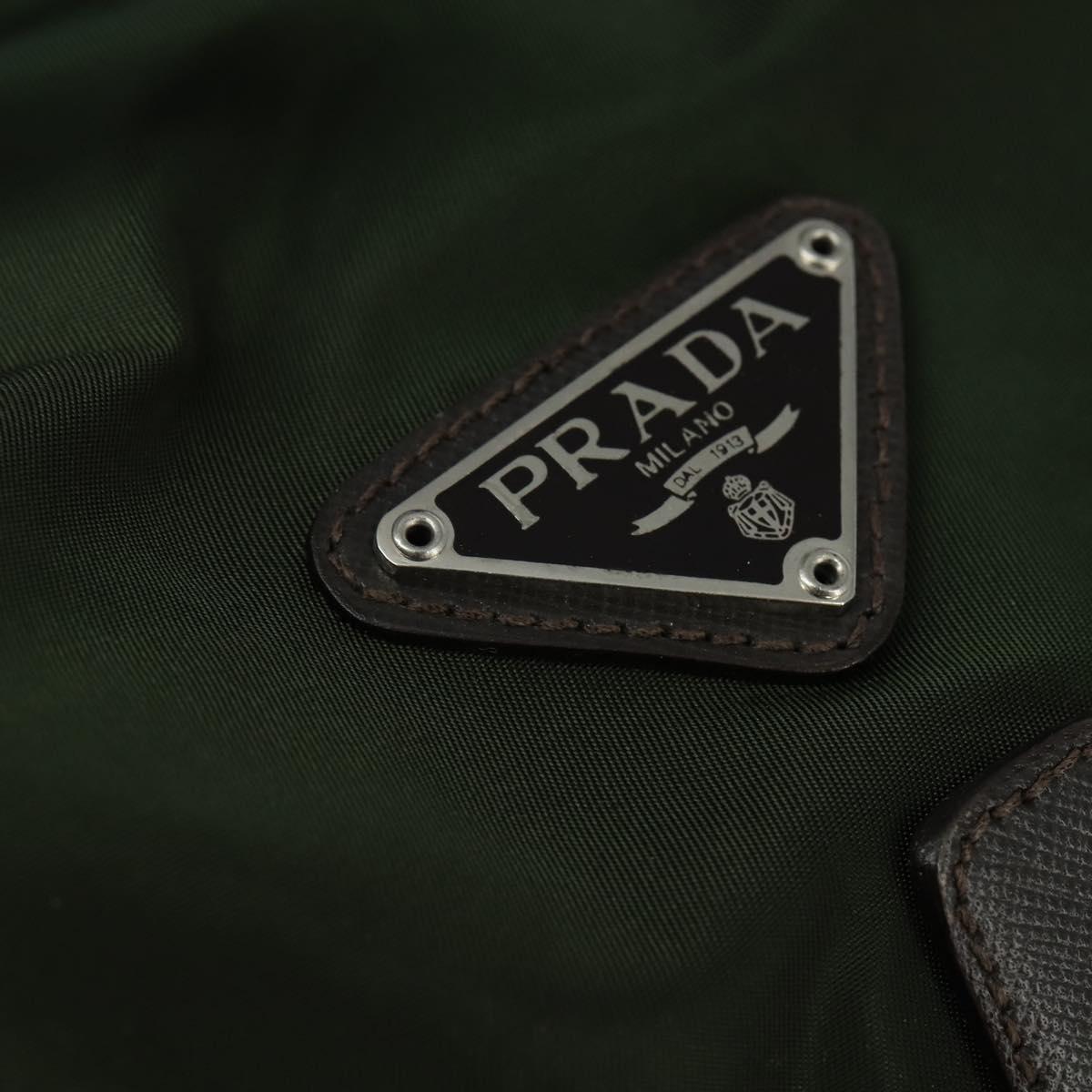 PRADA Backpack Nylon Leather Khaki Auth bs30468