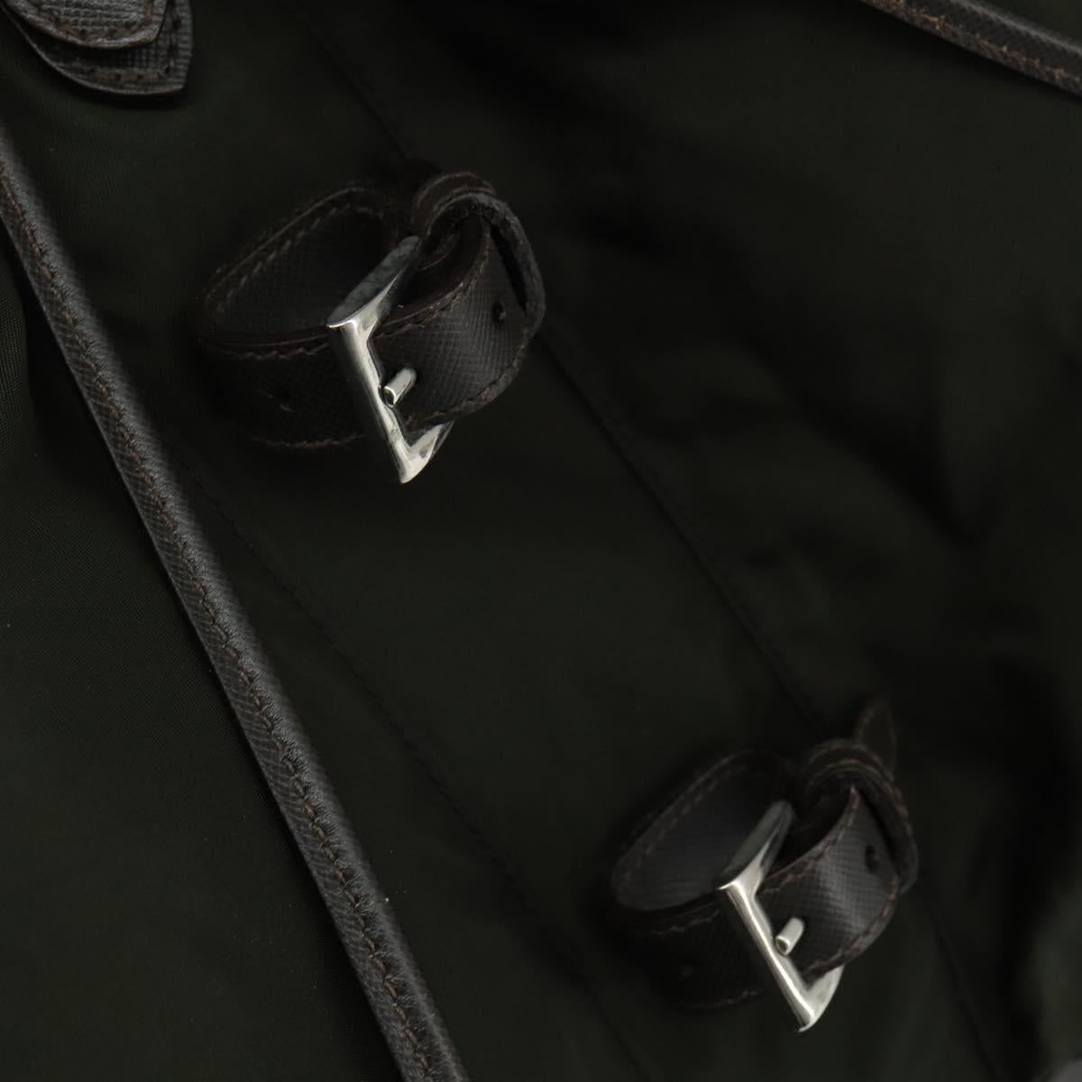 PRADA Backpack Nylon Leather Khaki Auth bs30468