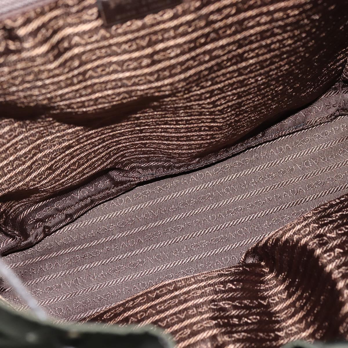 PRADA Backpack Nylon Leather Khaki Auth bs30468