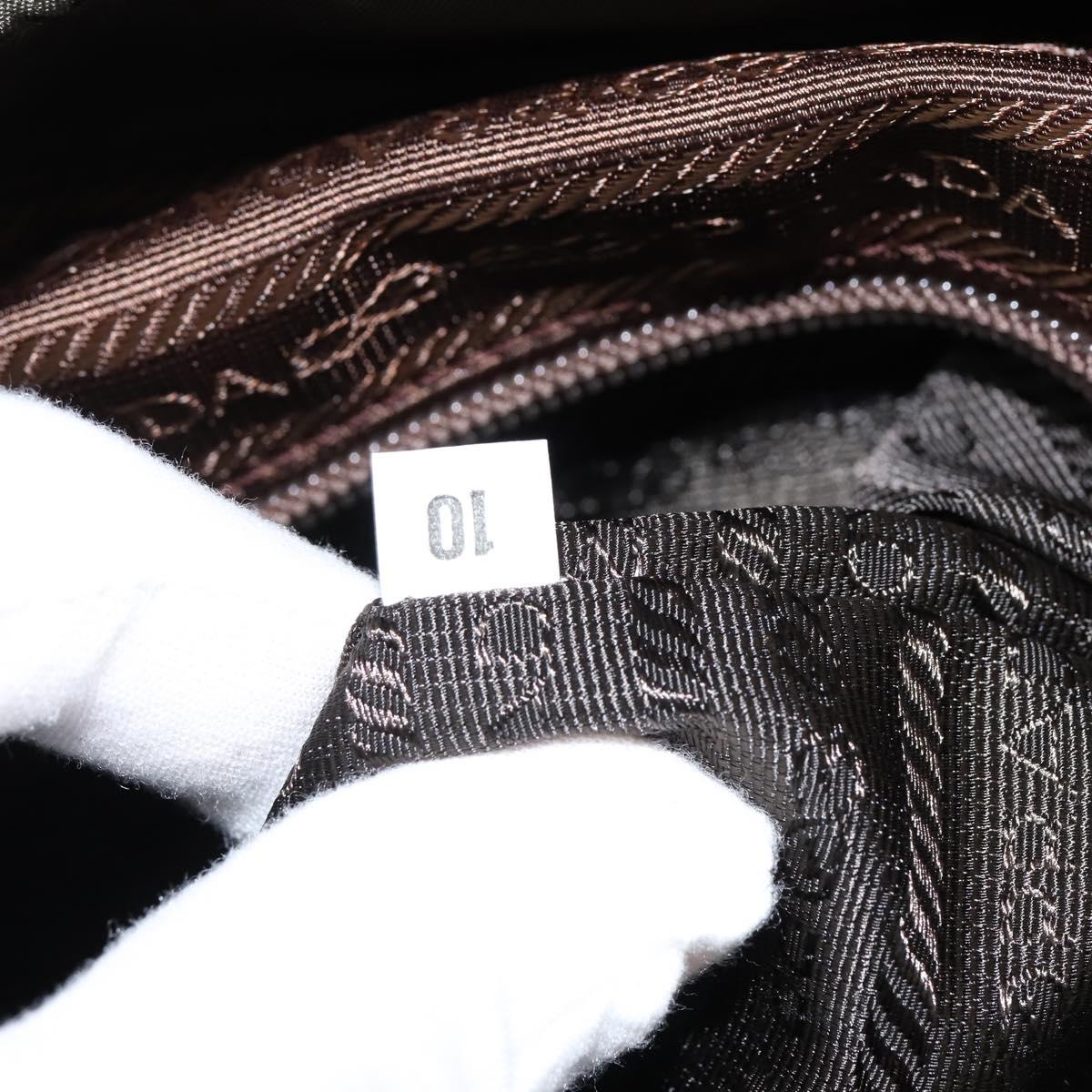 PRADA Backpack Nylon Leather Khaki Auth bs30468