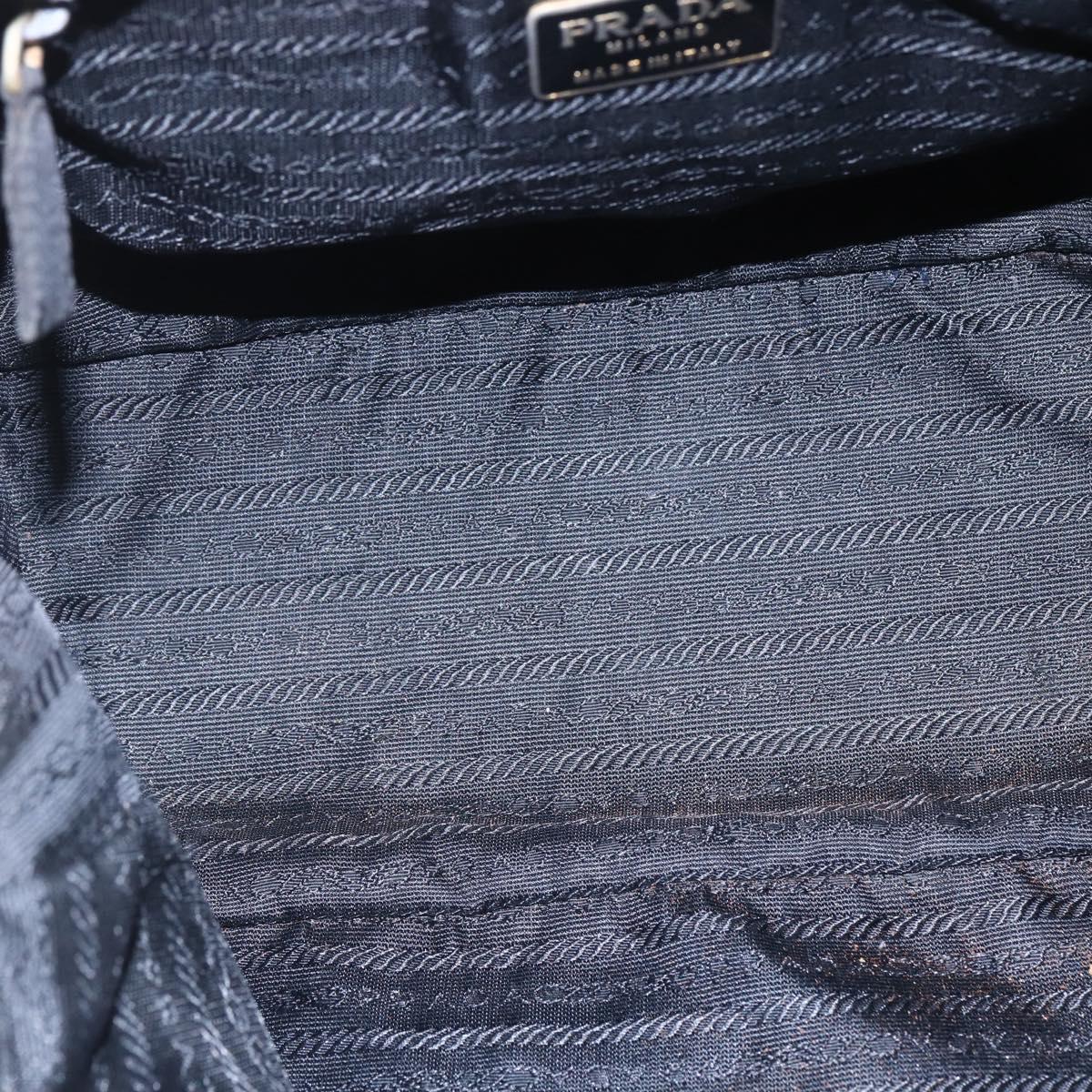 PRADA Beads Fringe Tote Bag Nylon Black Silver Auth bs30470