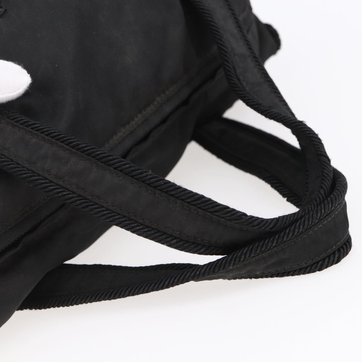 PRADA Beads Fringe Tote Bag Nylon Black Silver Auth bs30470