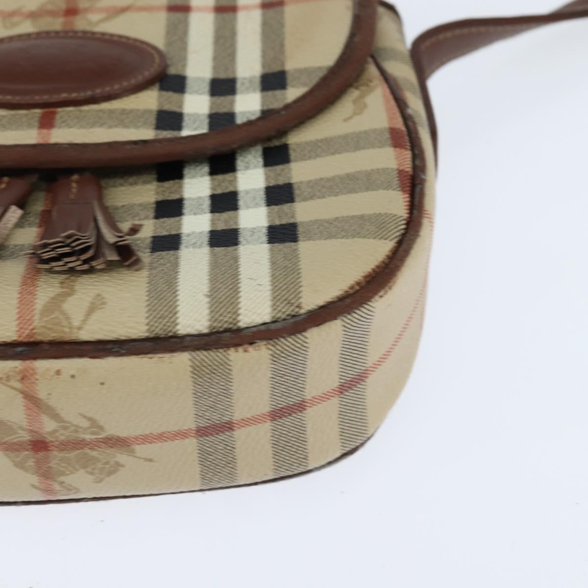 Burberrys Nova Check Shoulder Bag PVC Beige Gold Auth bs30473