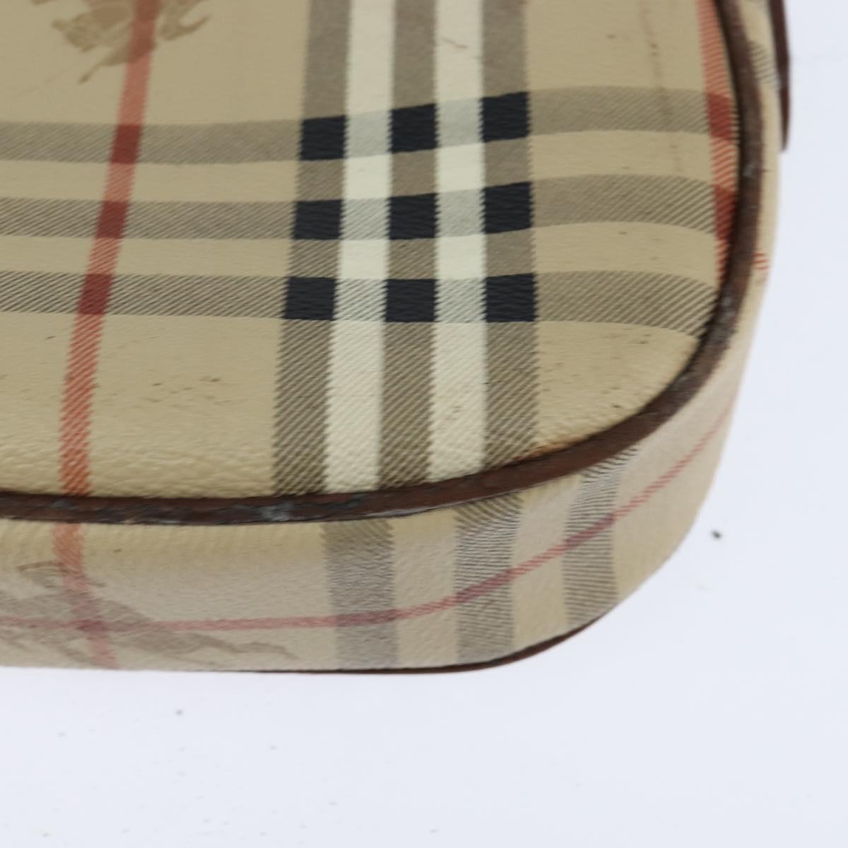 Burberrys Nova Check Shoulder Bag PVC Beige Gold Auth bs30473