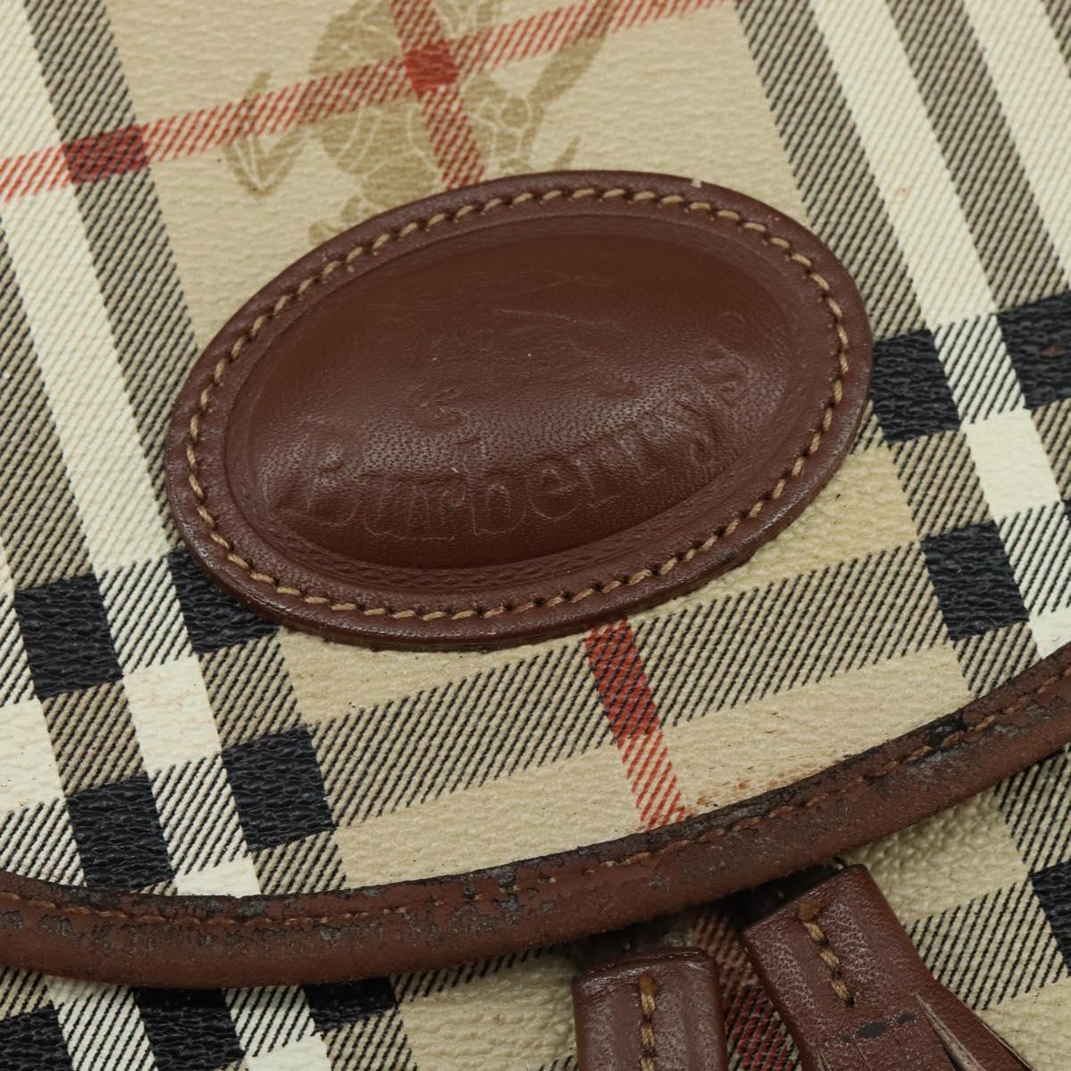 Burberrys Nova Check Shoulder Bag PVC Beige Gold Auth bs30473