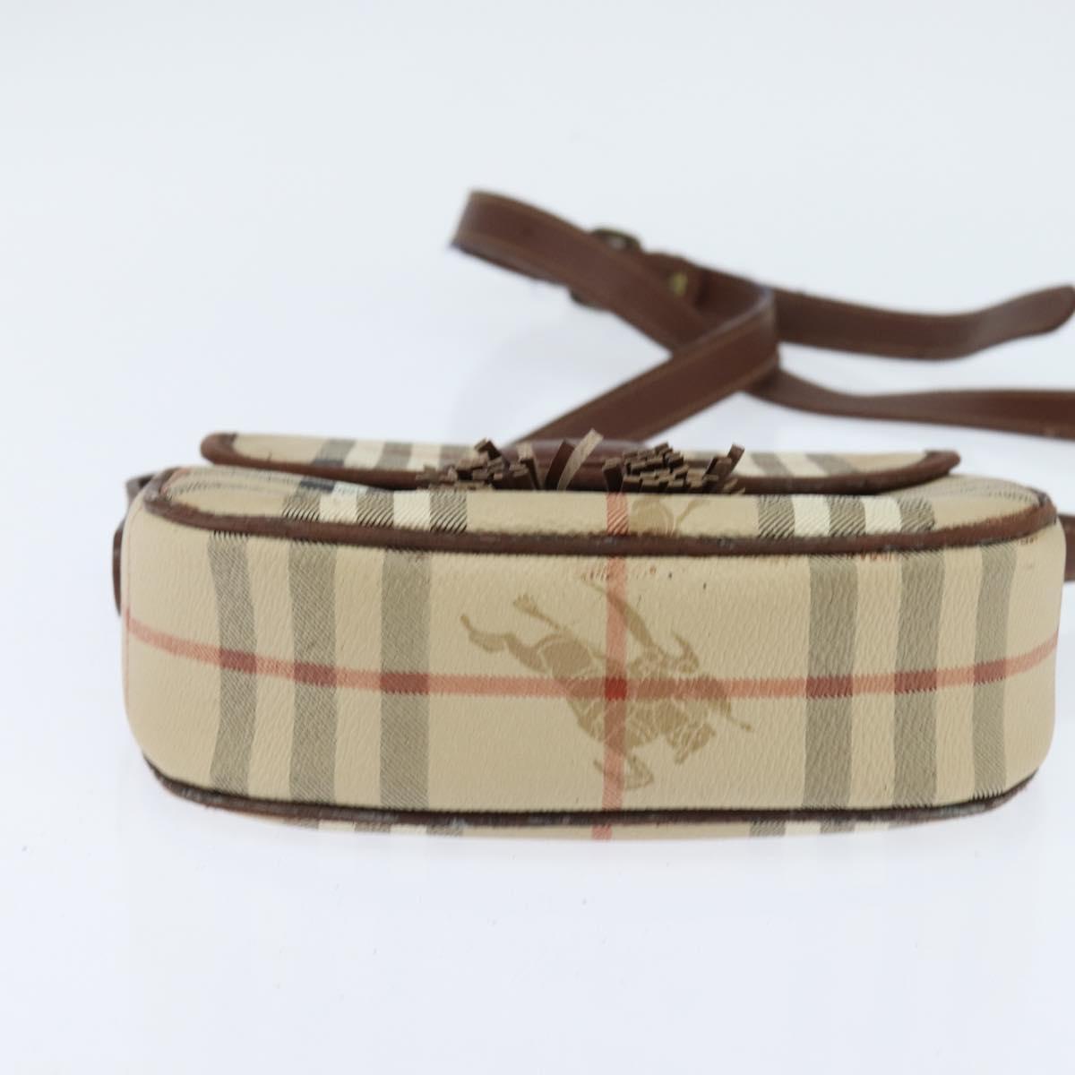 Burberrys Nova Check Shoulder Bag PVC Beige Gold Auth bs30473