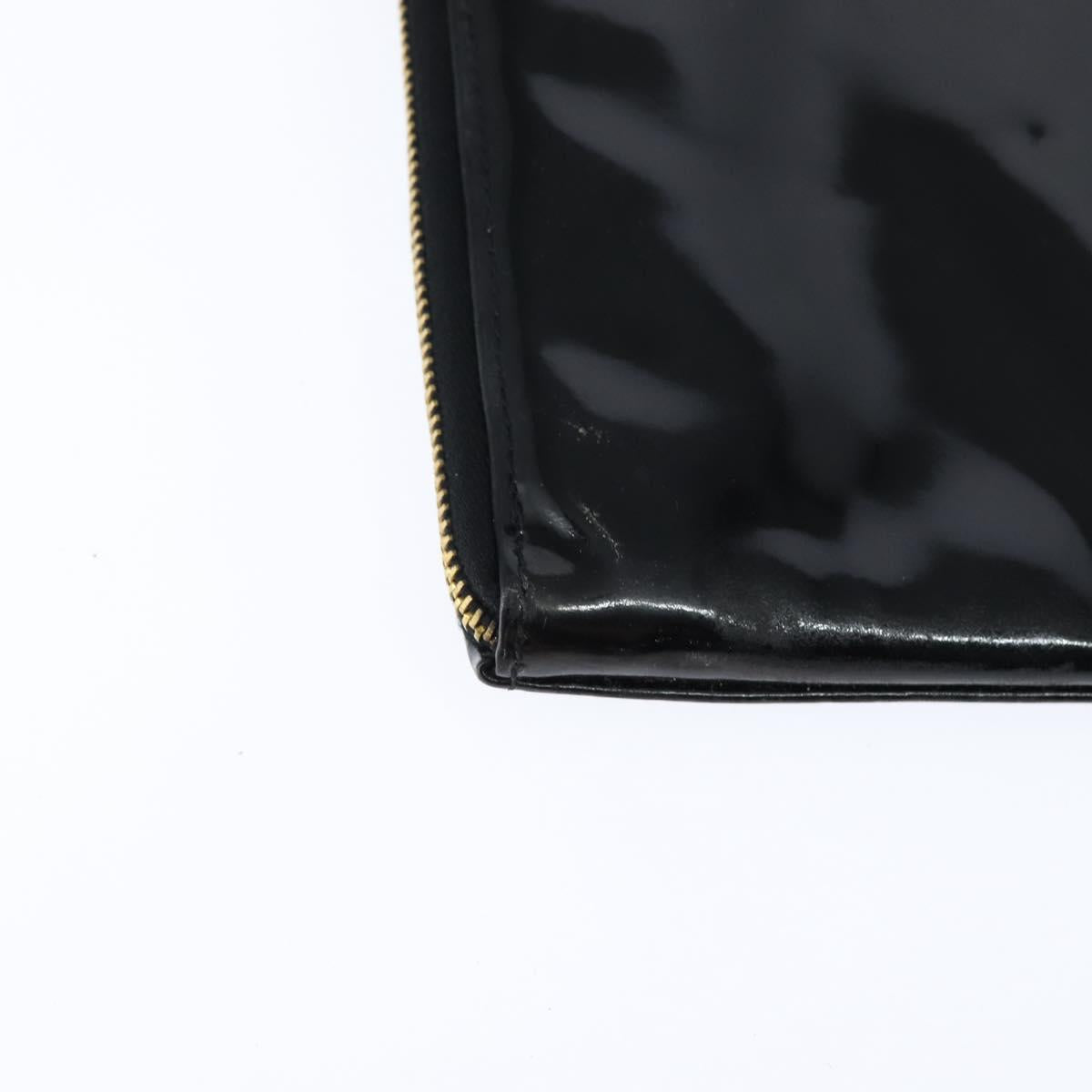 CHANEL Briefcase Patent leather Black Gold CC Auth bs30475