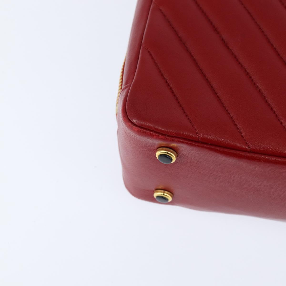 CHANEL V Stitch Shoulder Bag Lamb Skin Red Gold CC Auth bs30476