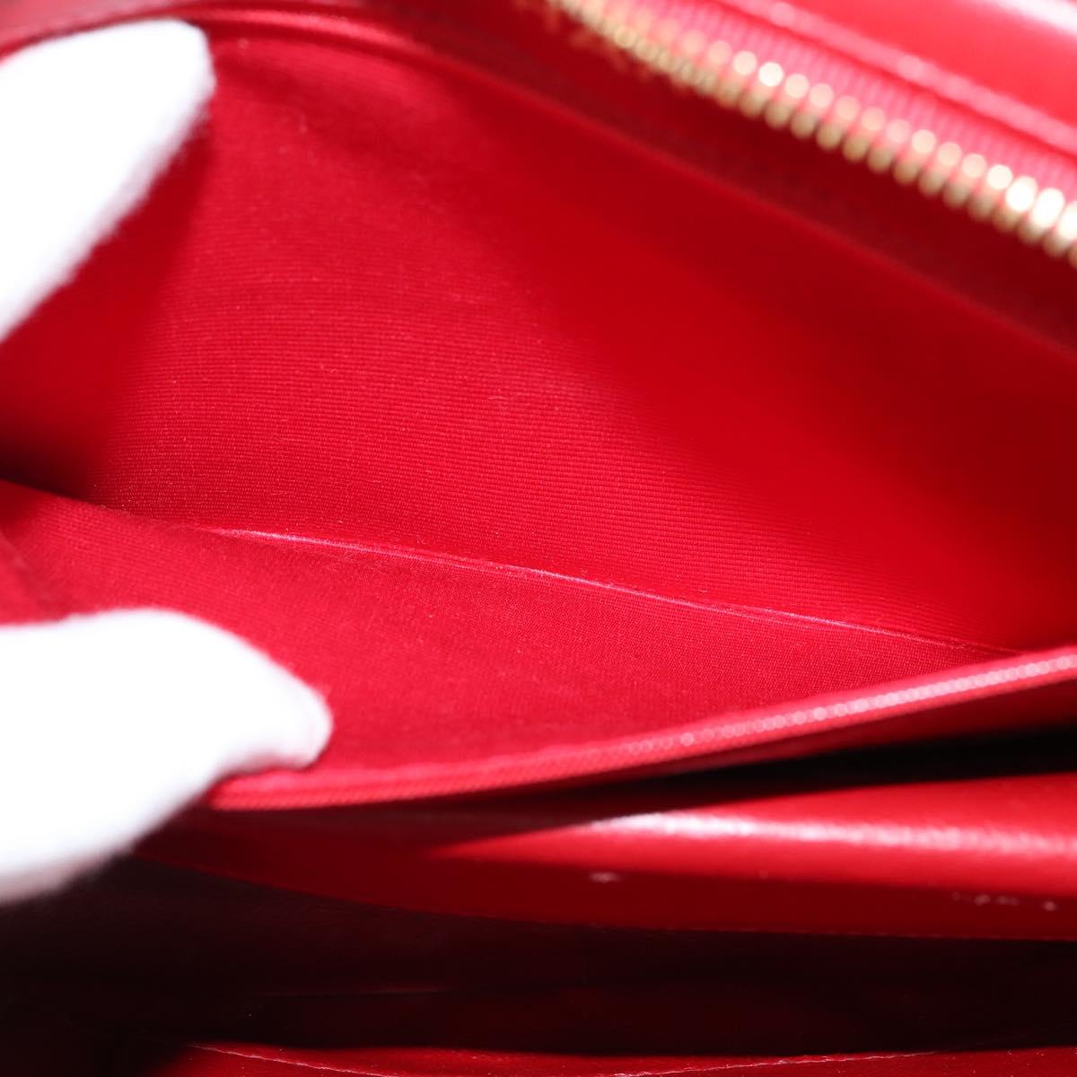 CHANEL V Stitch Shoulder Bag Lamb Skin Red Gold CC Auth bs30476