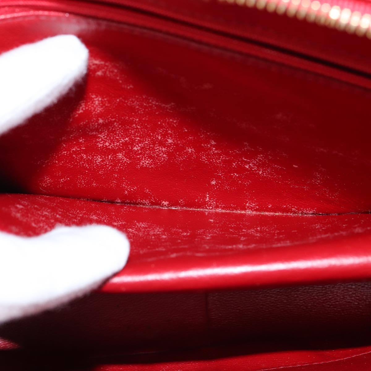 CHANEL V Stitch Shoulder Bag Lamb Skin Red Gold CC Auth bs30476