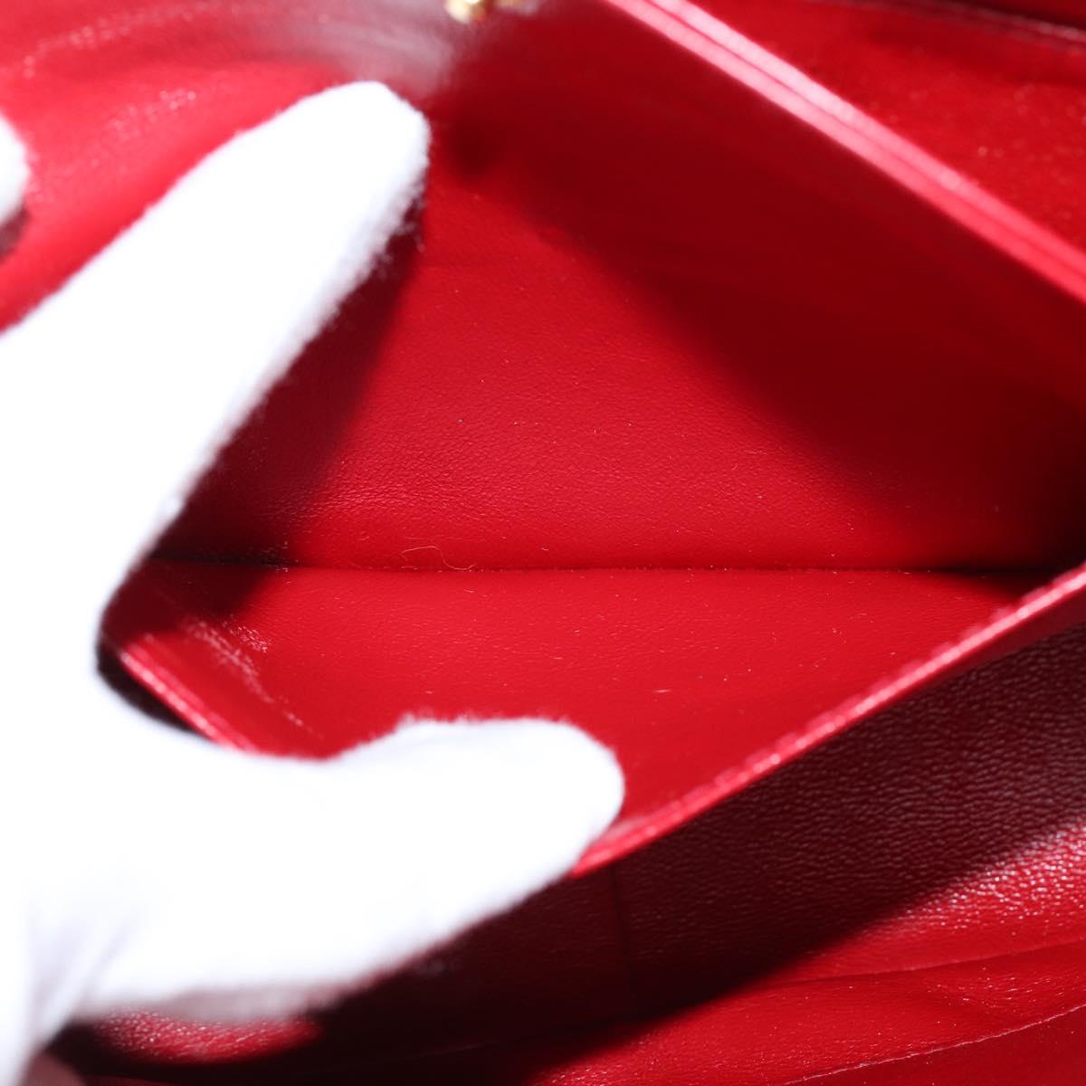 CHANEL V Stitch Shoulder Bag Lamb Skin Red Gold CC Auth bs30476