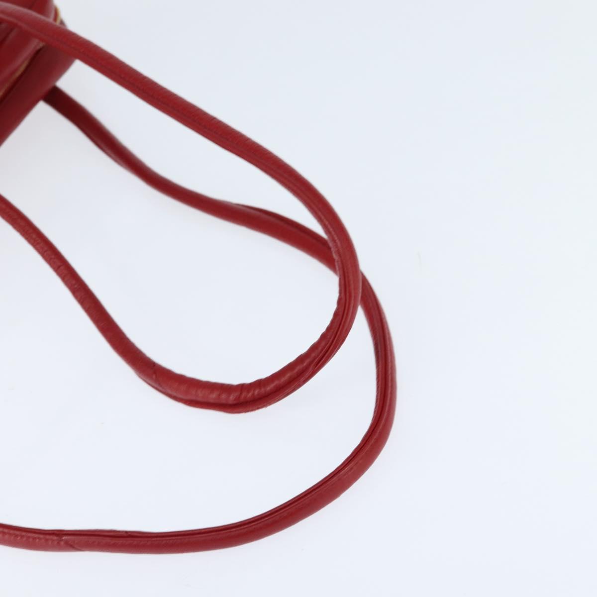 CHANEL V Stitch Shoulder Bag Lamb Skin Red Gold CC Auth bs30476