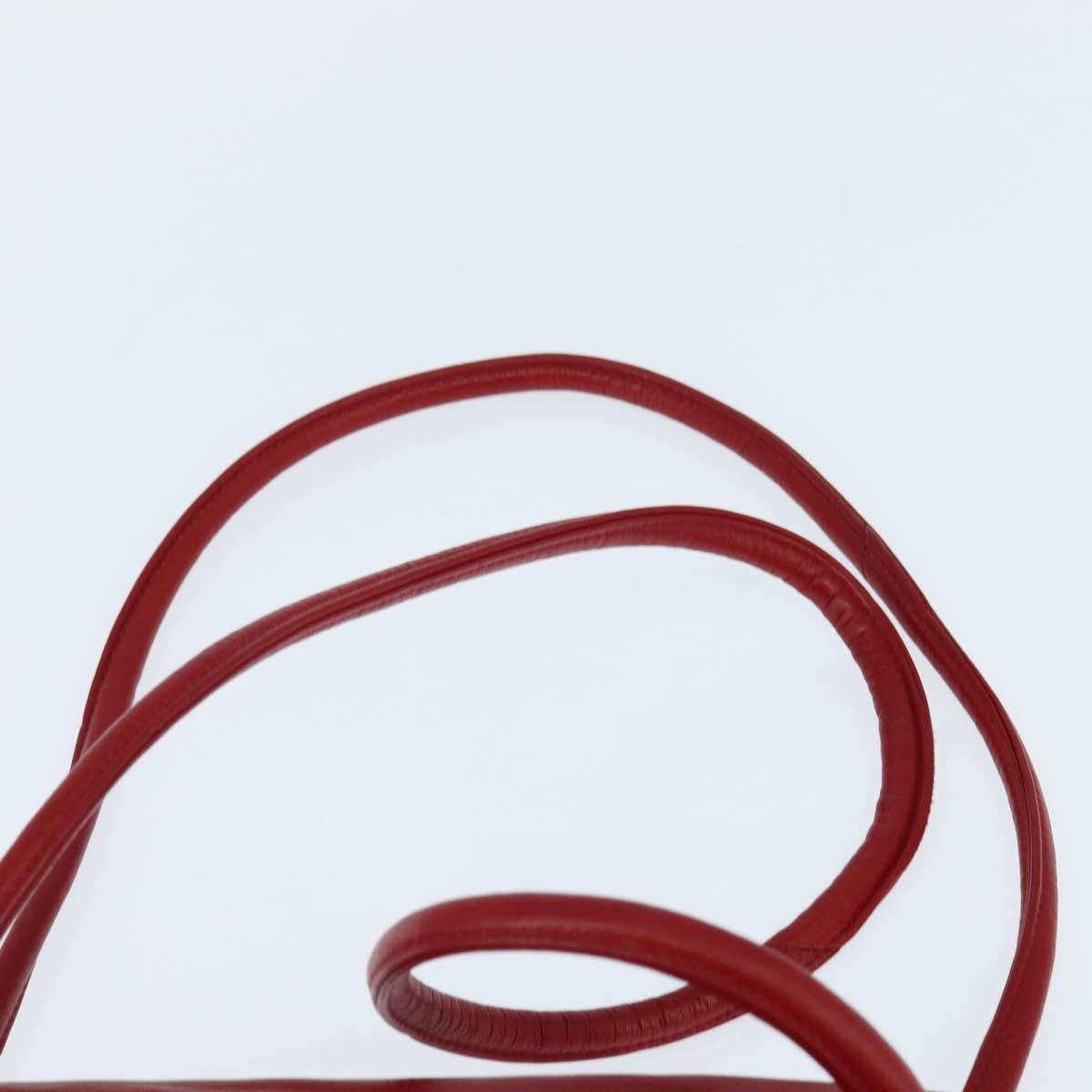 CHANEL V Stitch Shoulder Bag Lamb Skin Red Gold CC Auth bs30476