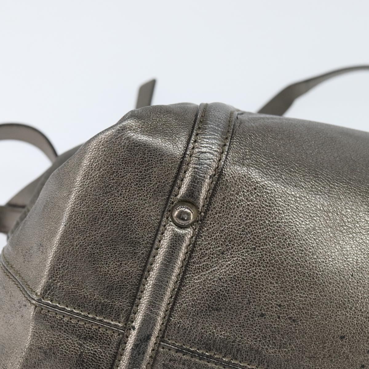 Salvatore Ferragamo Gancini Hand Bag Leather 2way Silver Auth bs30477