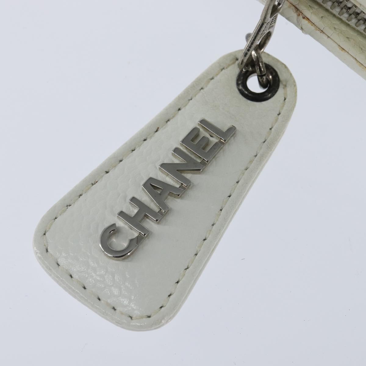 CHANEL Matelasse Tote Bag Caviar Skin White CC Auth bs30478