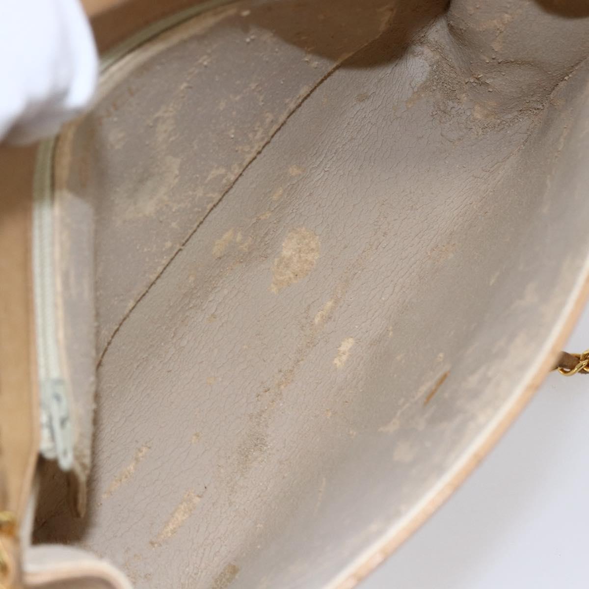 CHANEL Matelasse Chain Shoulder Bag Lamb Skin Beige Gold CC Auth bs30479