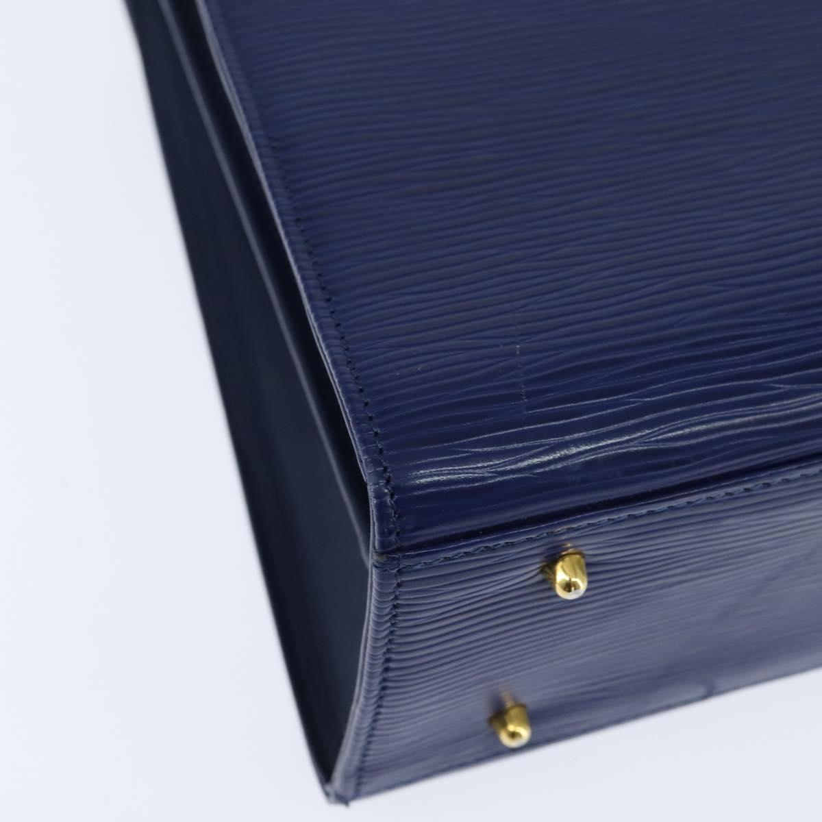 VALENTINO Medal Hand Bag Leather Blue Gold Auth bs30482