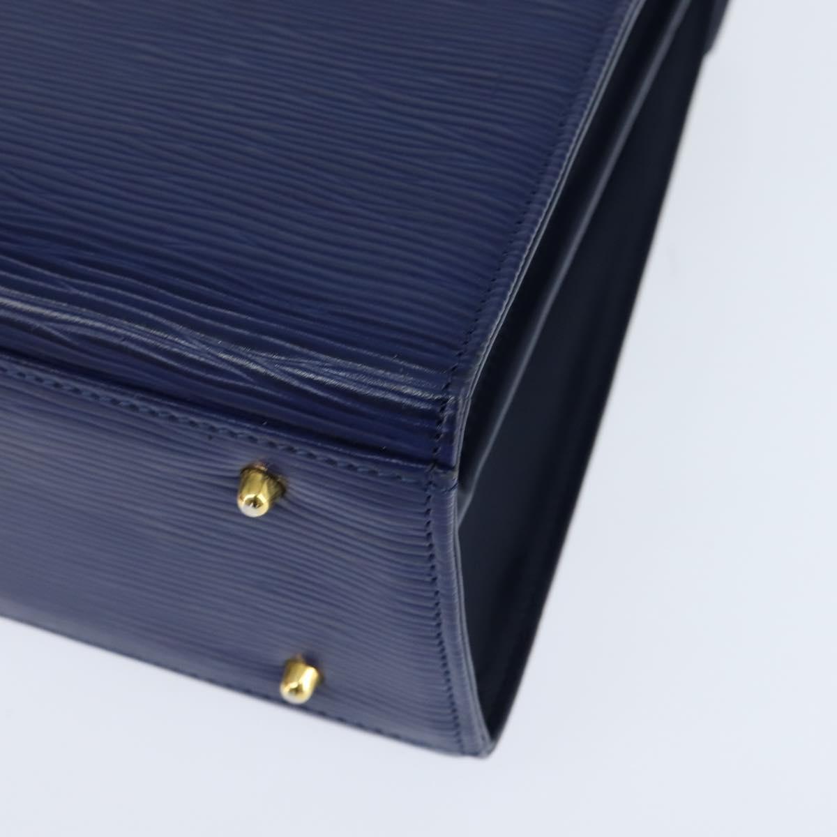 VALENTINO Medal Hand Bag Leather Blue Gold Auth bs30482