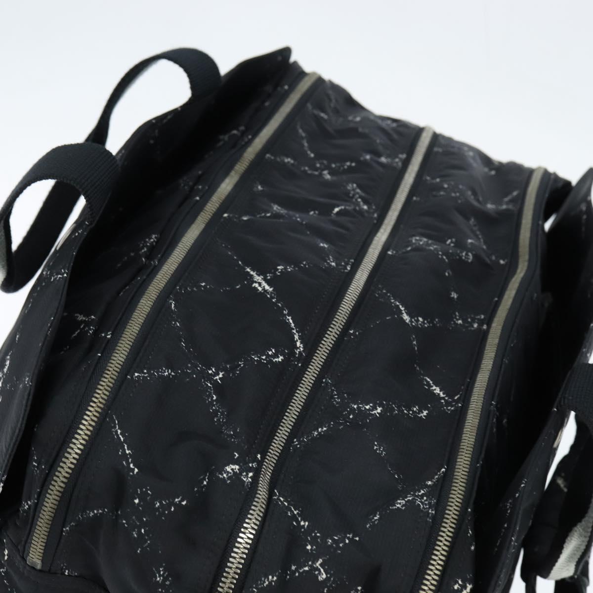 CHANEL Travel Line Boston Bag Nylon Black Silver CC Auth bs30483