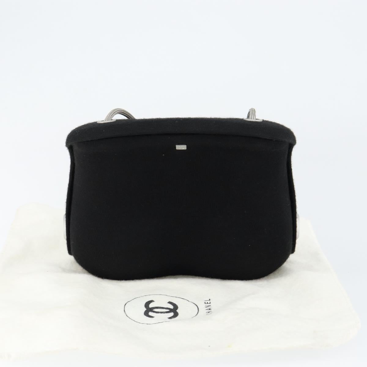 CHANEL Hip bag Shoulder Bag Cotton Black CC Auth bs30491