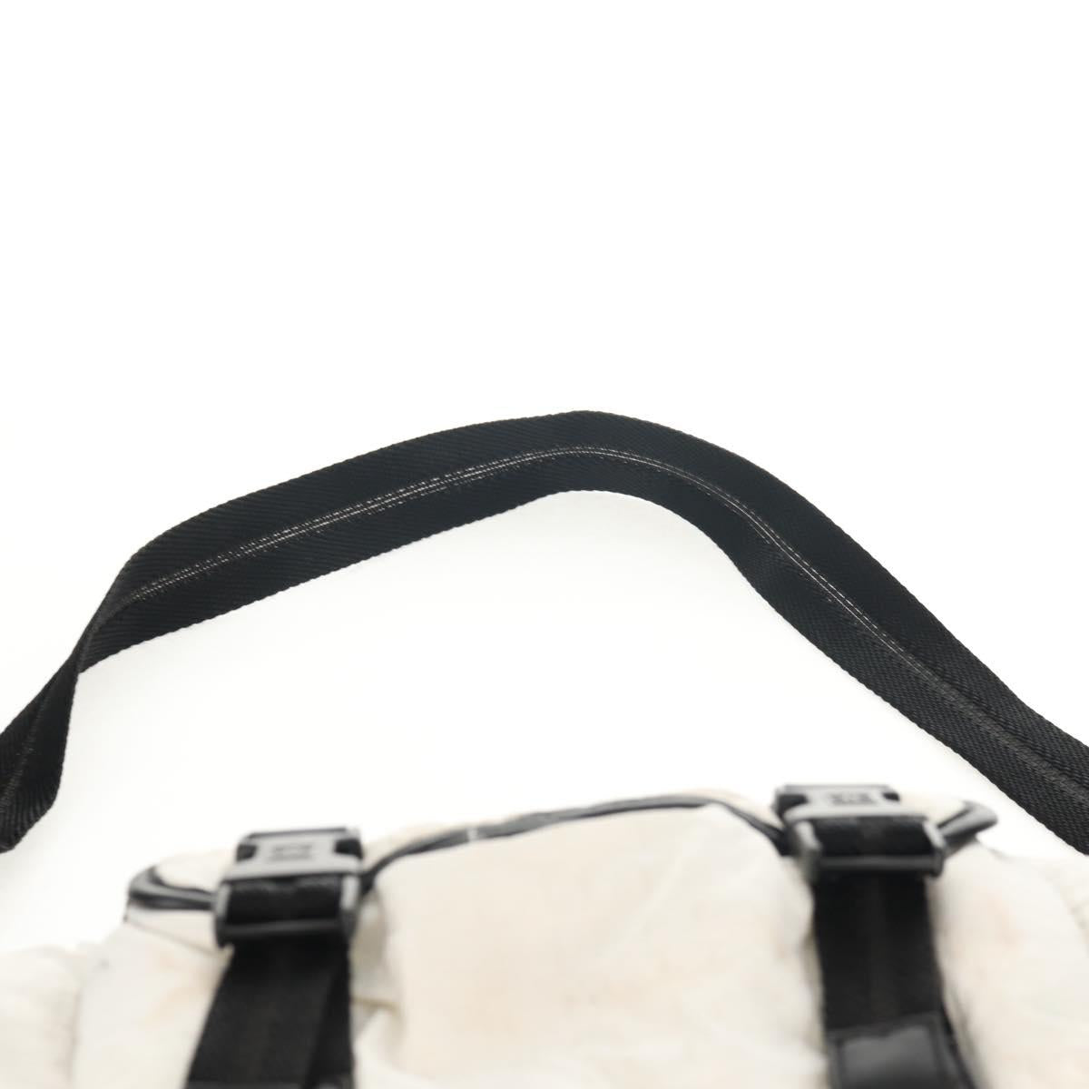 CHANEL Sports Line Shoulder Bag Nylon White Silver CC Auth bs30493