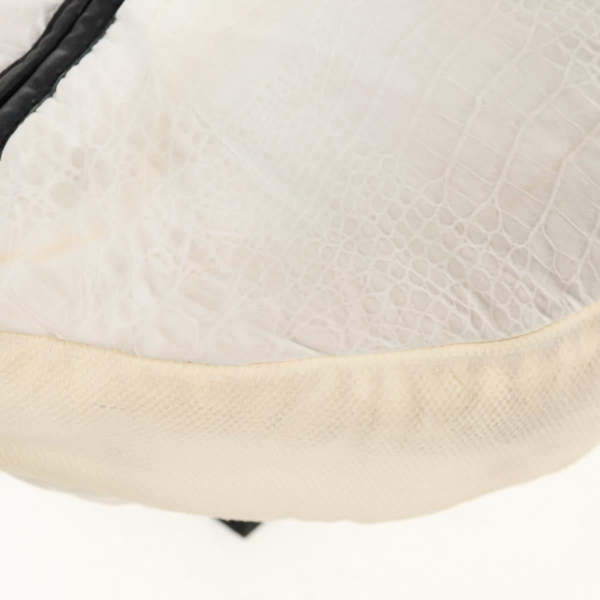 CHANEL Sports Line Shoulder Bag Nylon White Silver CC Auth bs30493