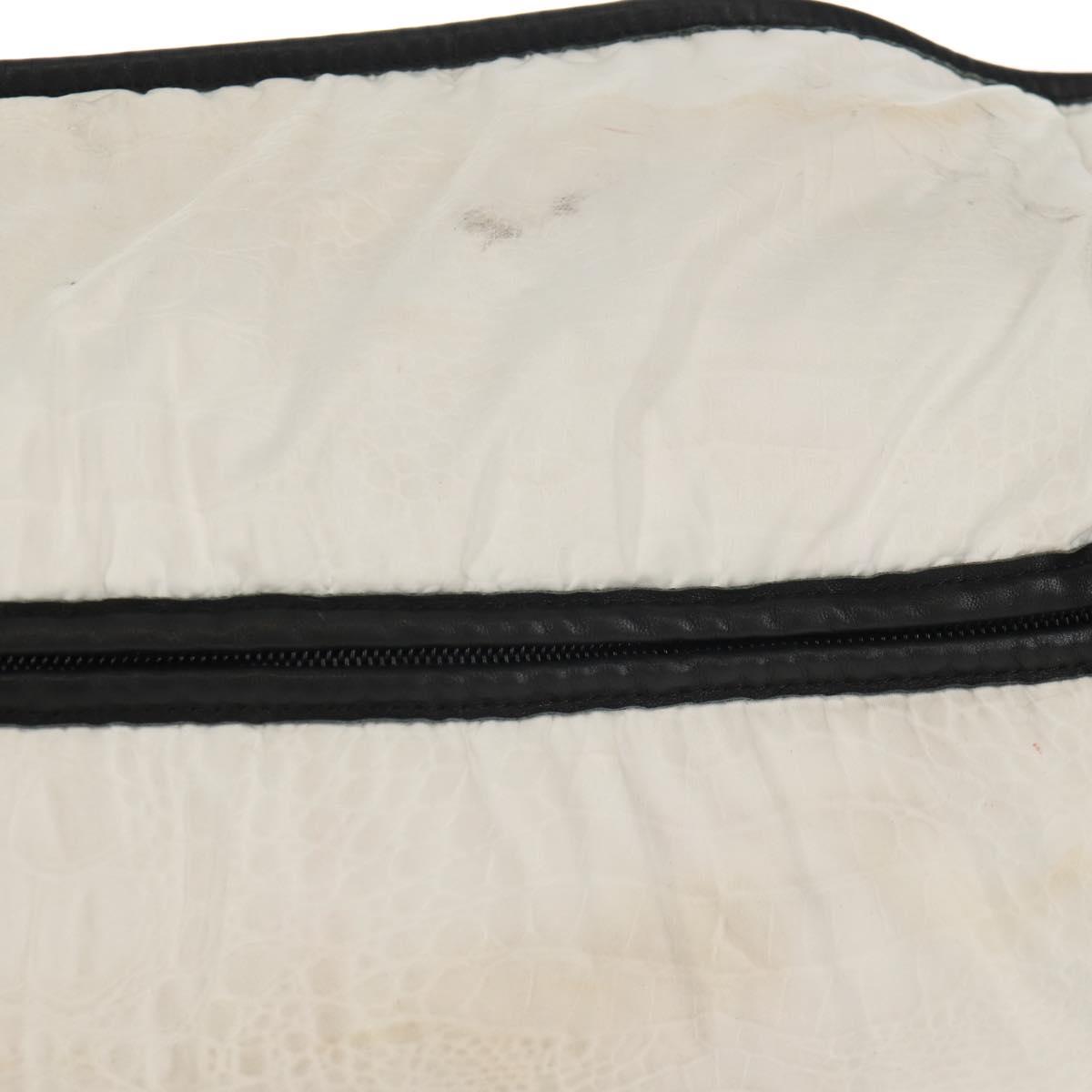 CHANEL Sports Line Shoulder Bag Nylon White Silver CC Auth bs30493