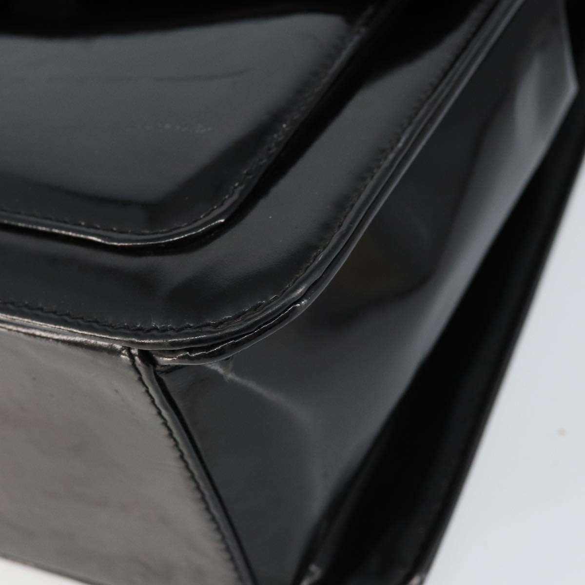 CHANEL Flap Chain Shoulder Bag Patent leather Black Silver CC Auth bs30494