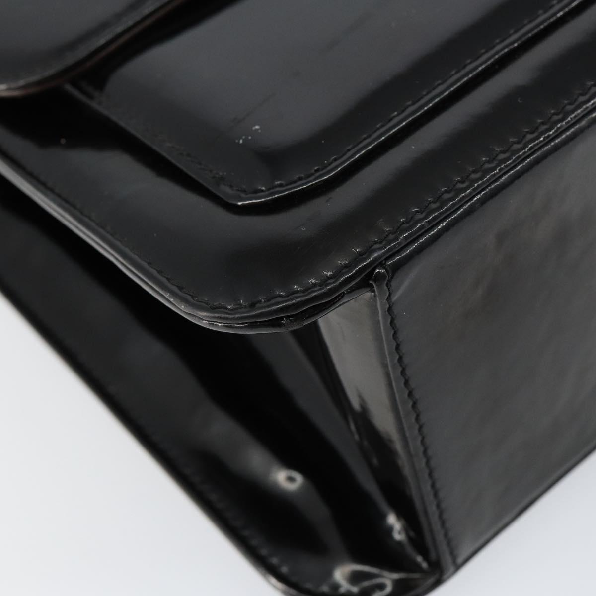 CHANEL Flap Chain Shoulder Bag Patent leather Black Silver CC Auth bs30494