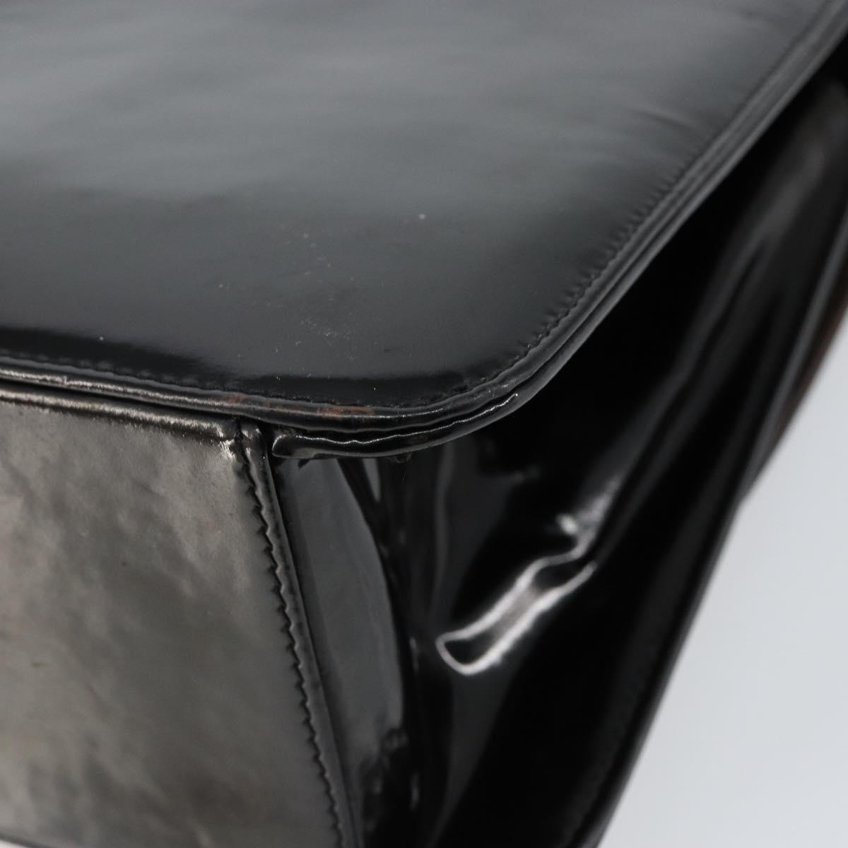 CHANEL Flap Chain Shoulder Bag Patent leather Black Silver CC Auth bs30494