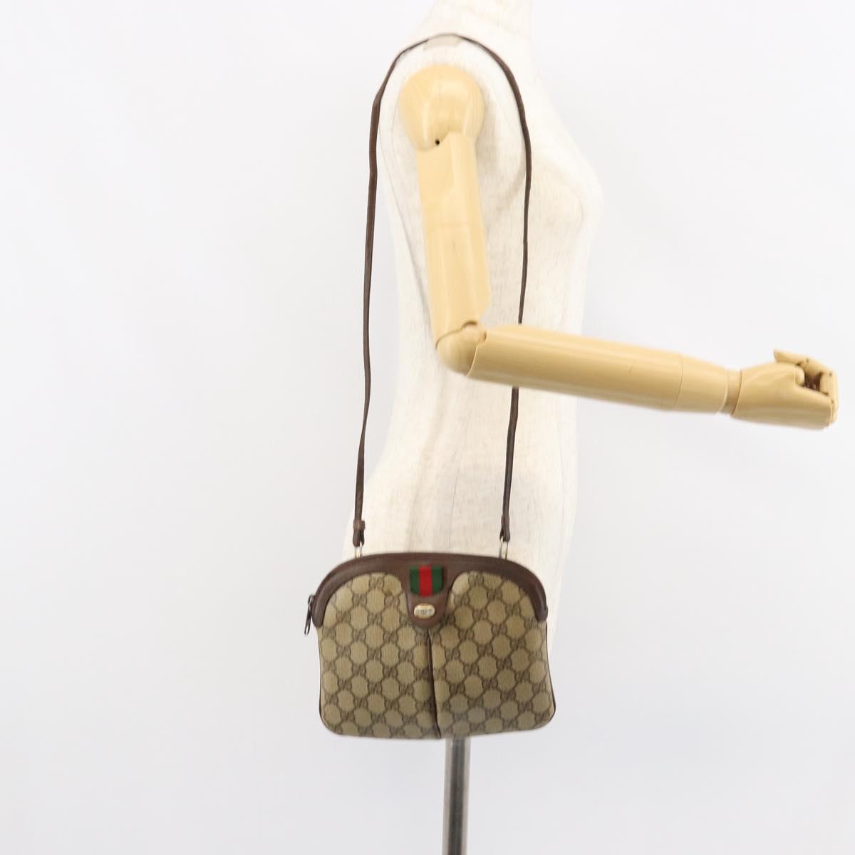 GUCCI GG Supreme Web Sherry Line Bag PVC Beige Gold 904 02 047 Auth bs30496