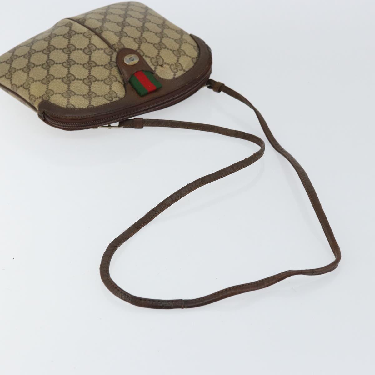 GUCCI GG Supreme Web Sherry Line Bag PVC Beige Gold 904 02 047 Auth bs30496