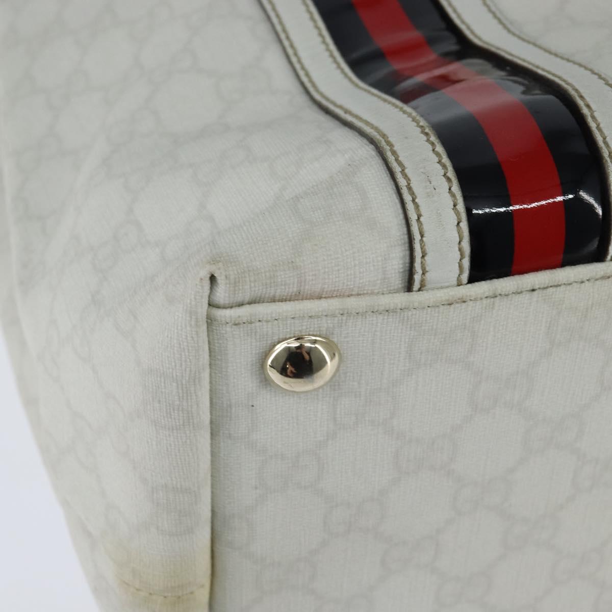 GUCCI GG Supreme Sherry Line Tote Bag PVC Leather Red White Navy Auth bs30498