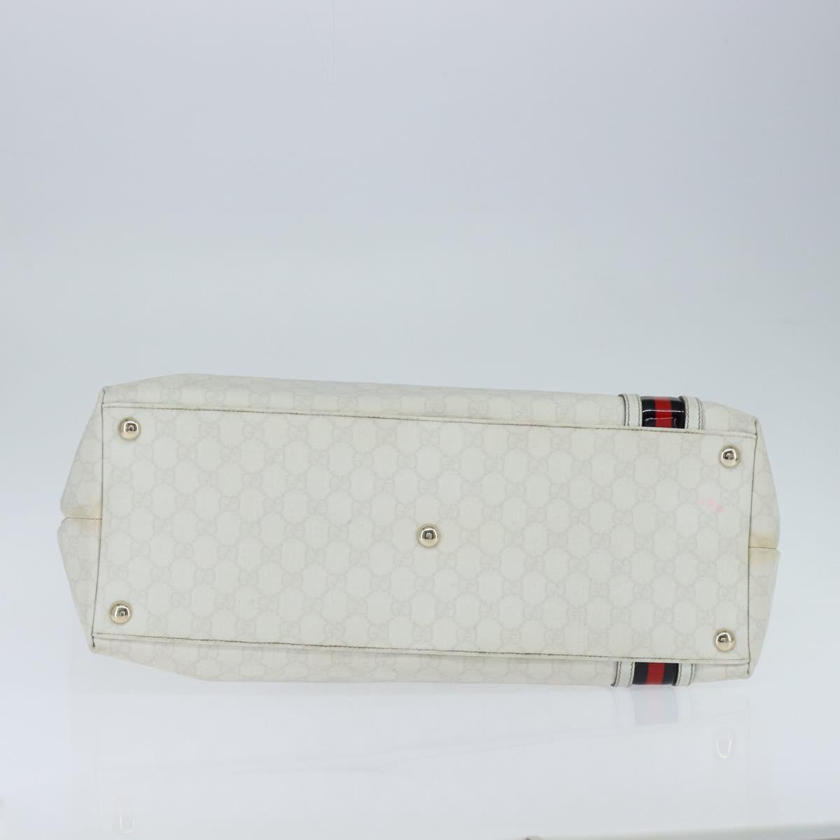GUCCI GG Supreme Sherry Line Tote Bag PVC Leather Red White Navy Auth bs30498
