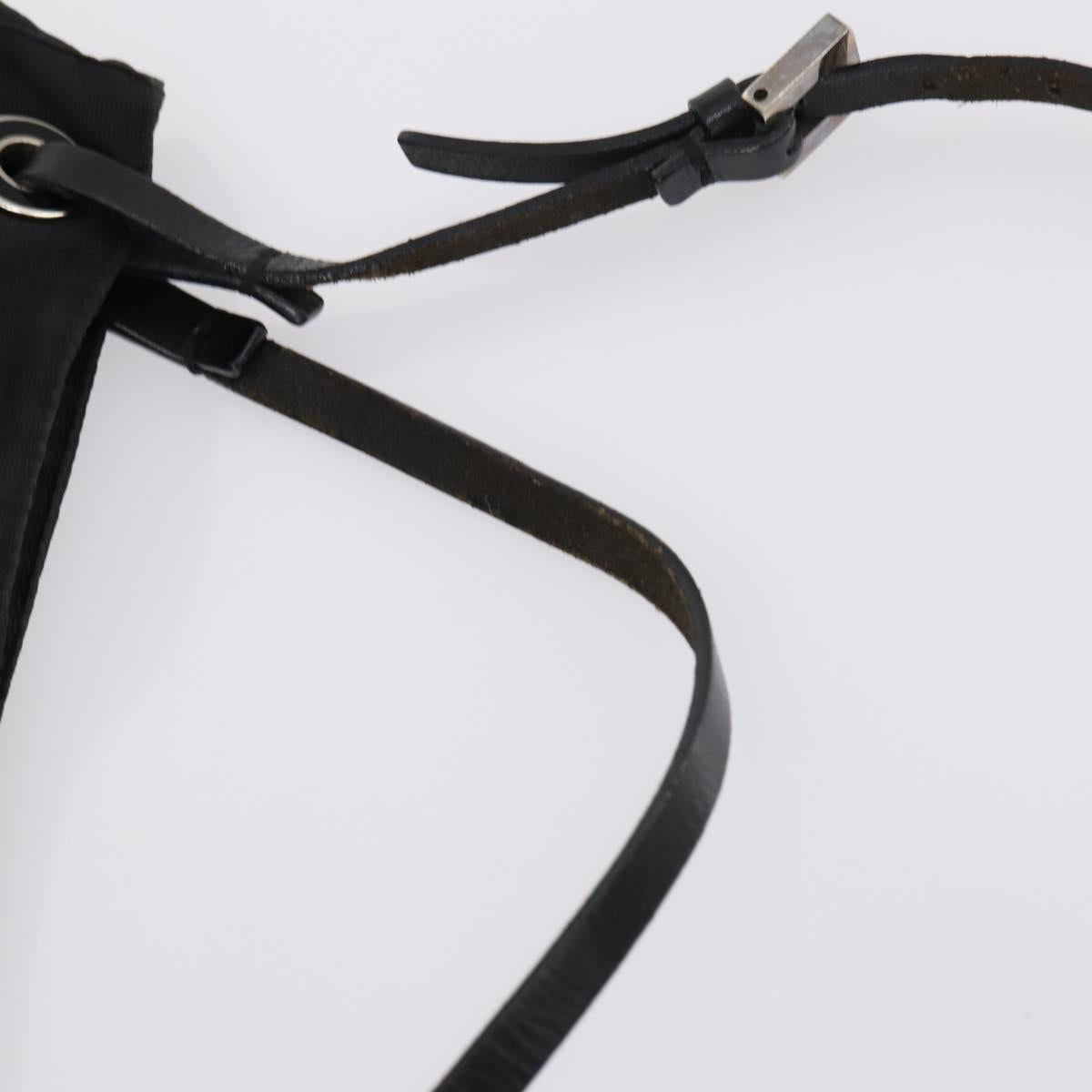 FENDI Zucca Canvas Shoulder Bag Nylon Black Silver Auth bs30501