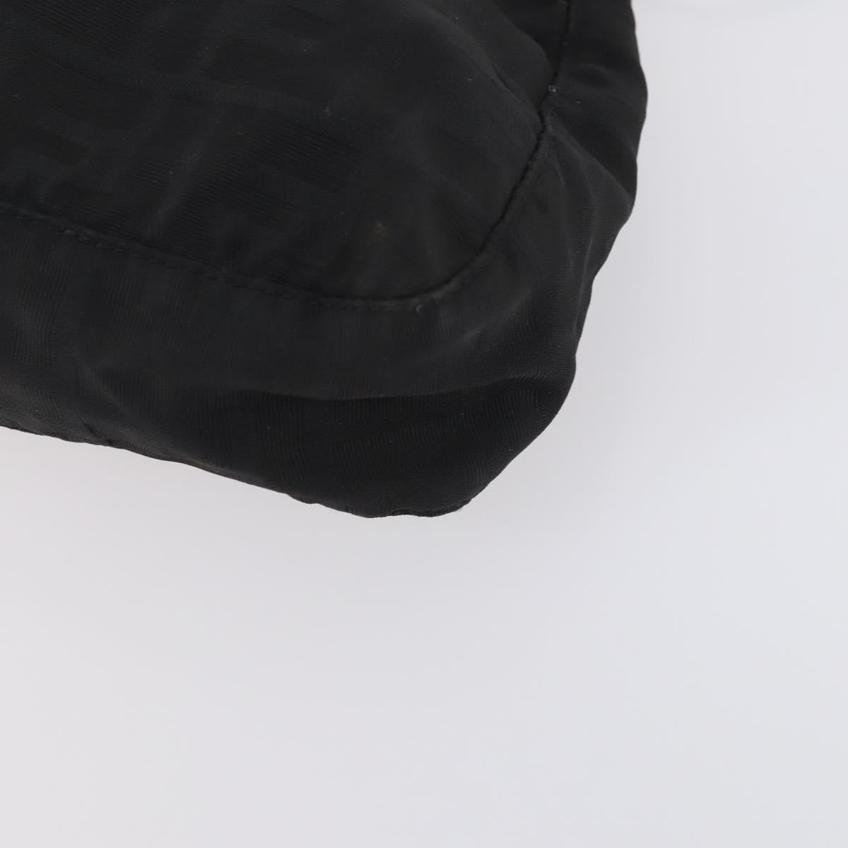 FENDI Zucca Canvas Shoulder Bag Nylon Black Silver Auth bs30501