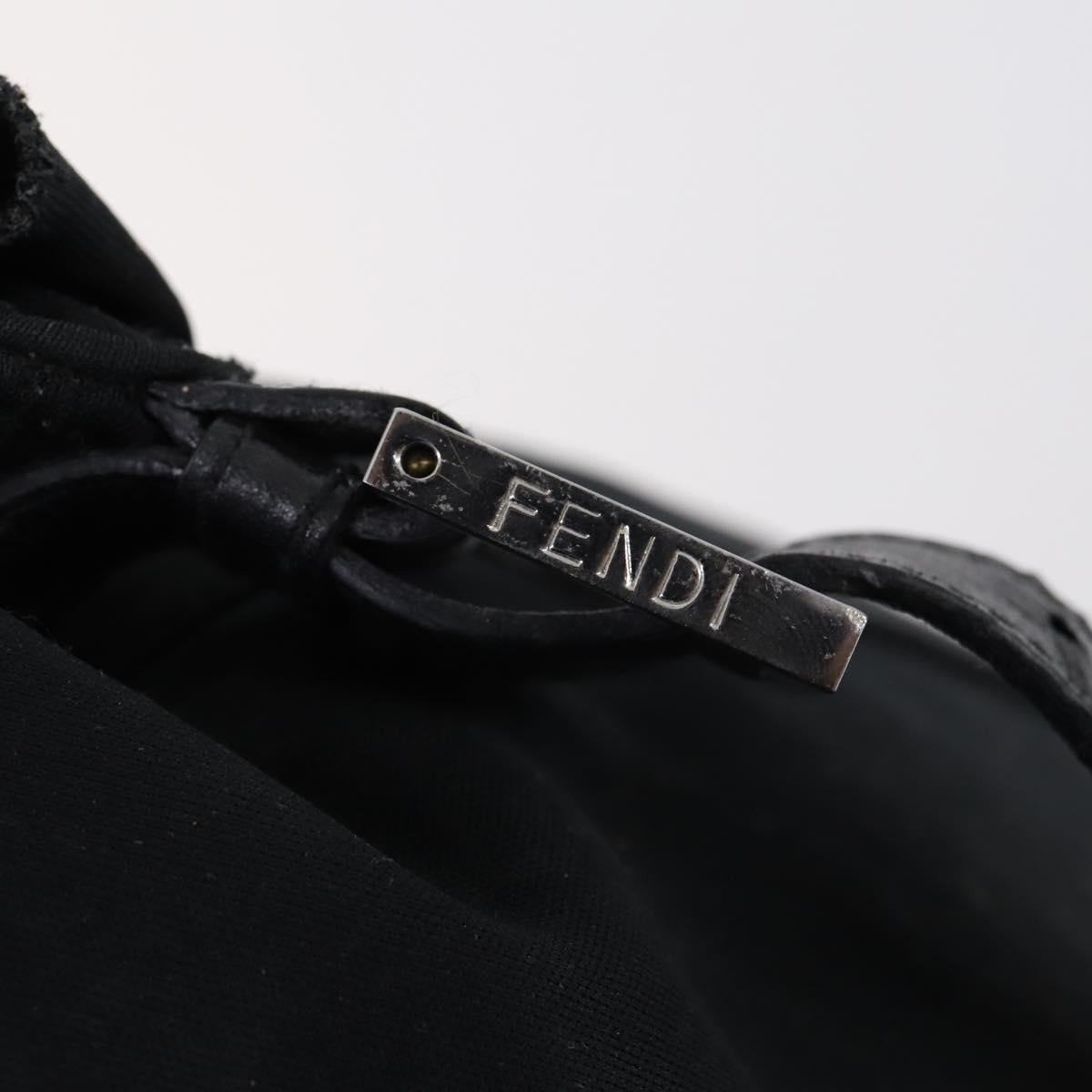 FENDI Shoulder Bag Nylon Black Gold Silver Auth bs30502
