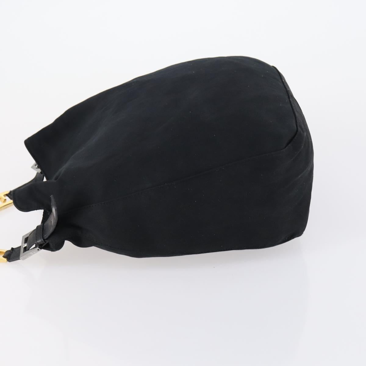 FENDI Shoulder Bag Nylon Black Gold Silver Auth bs30502