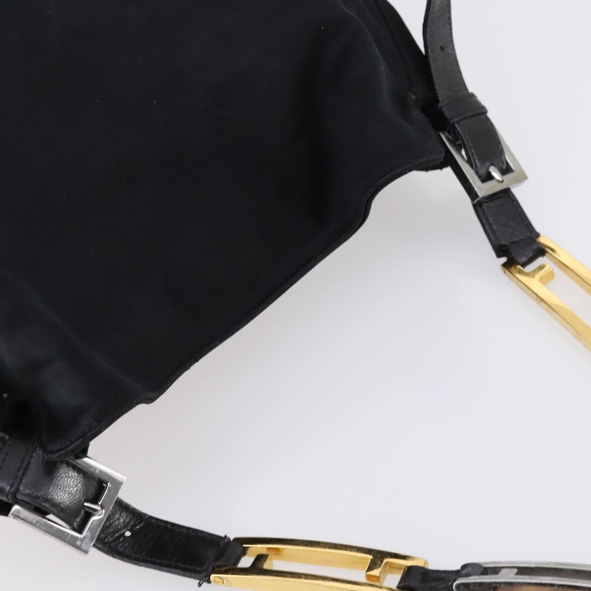 FENDI Shoulder Bag Nylon Black Gold Silver Auth bs30502