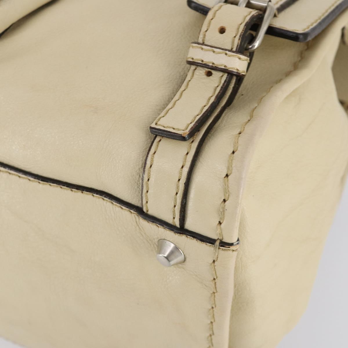 Chloe Edith Boston Bag Leather Beige Silver Auth bs30503