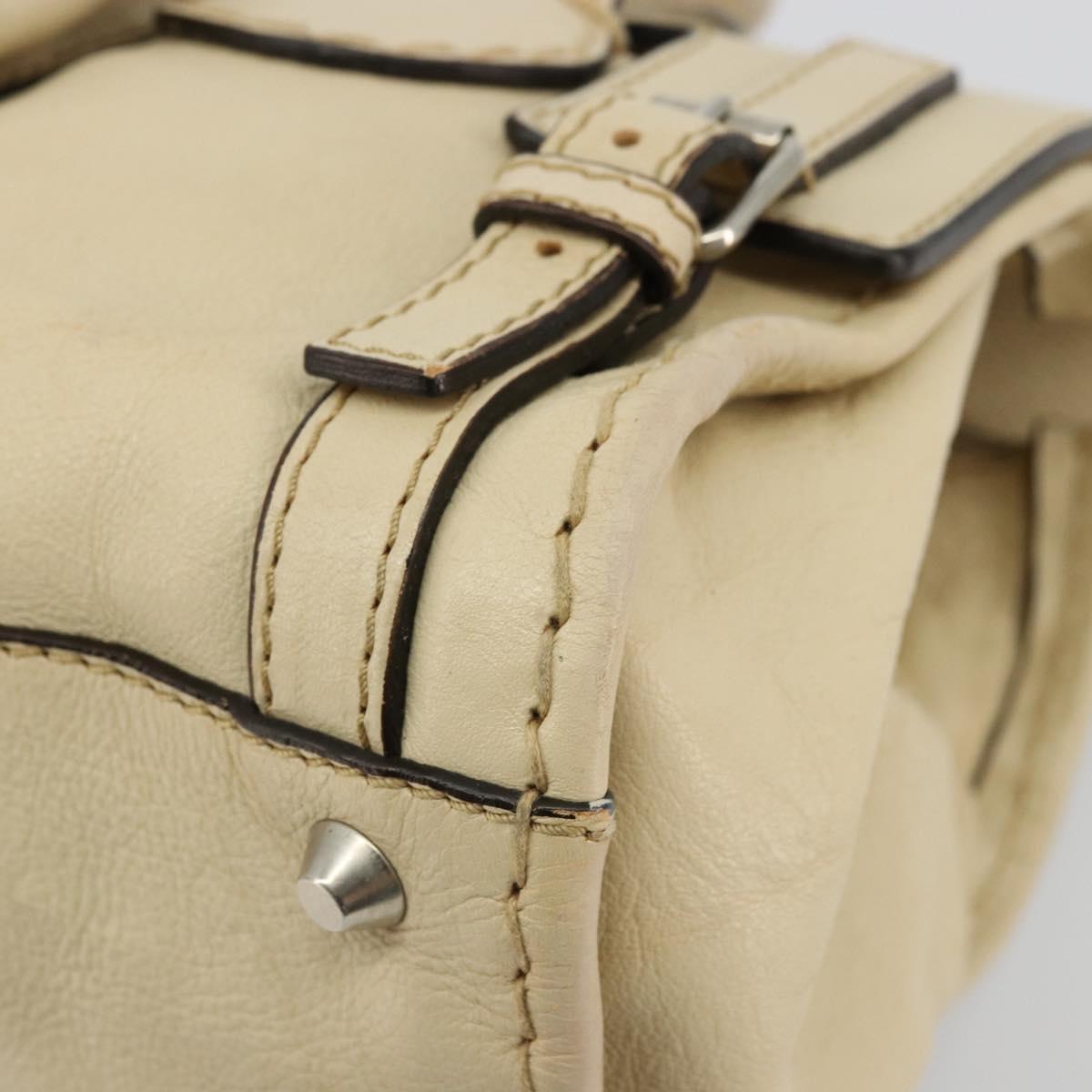 Chloe Edith Boston Bag Leather Beige Silver Auth bs30503