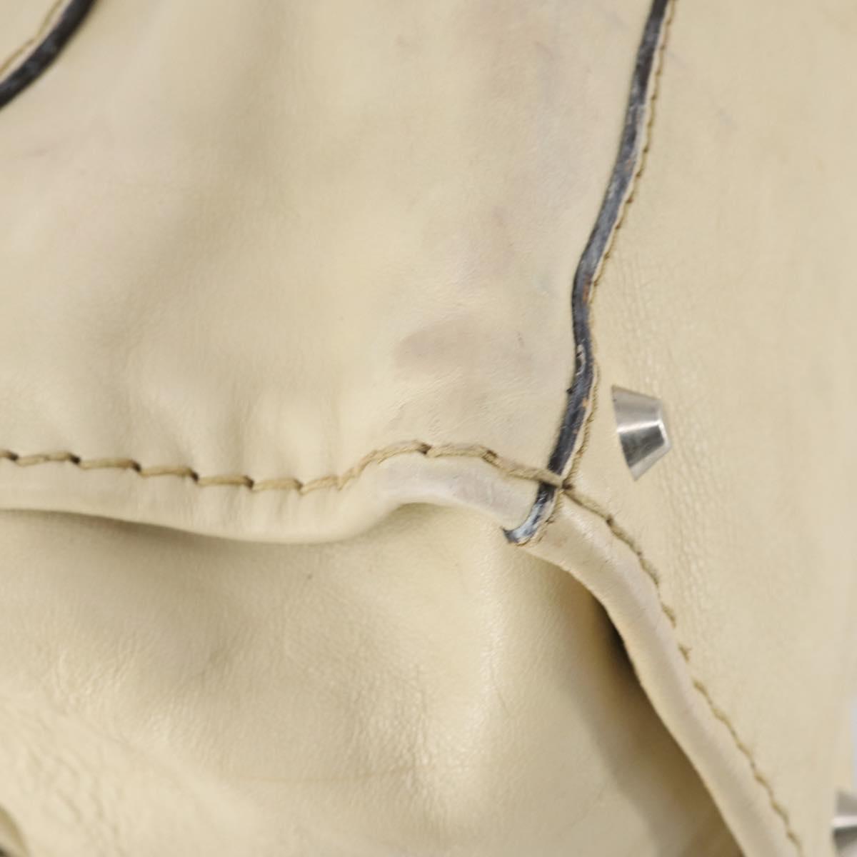 Chloe Edith Boston Bag Leather Beige Silver Auth bs30503