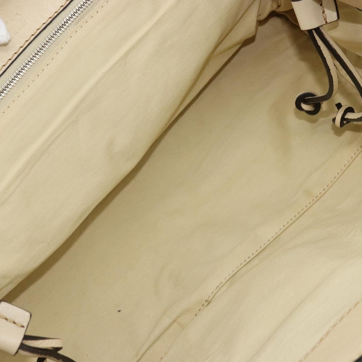 Chloe Edith Boston Bag Leather Beige Silver Auth bs30503