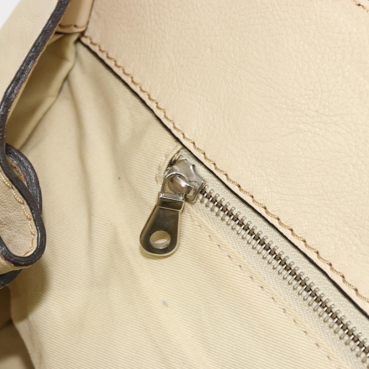 Chloe Edith Boston Bag Leather Beige Silver Auth bs30503