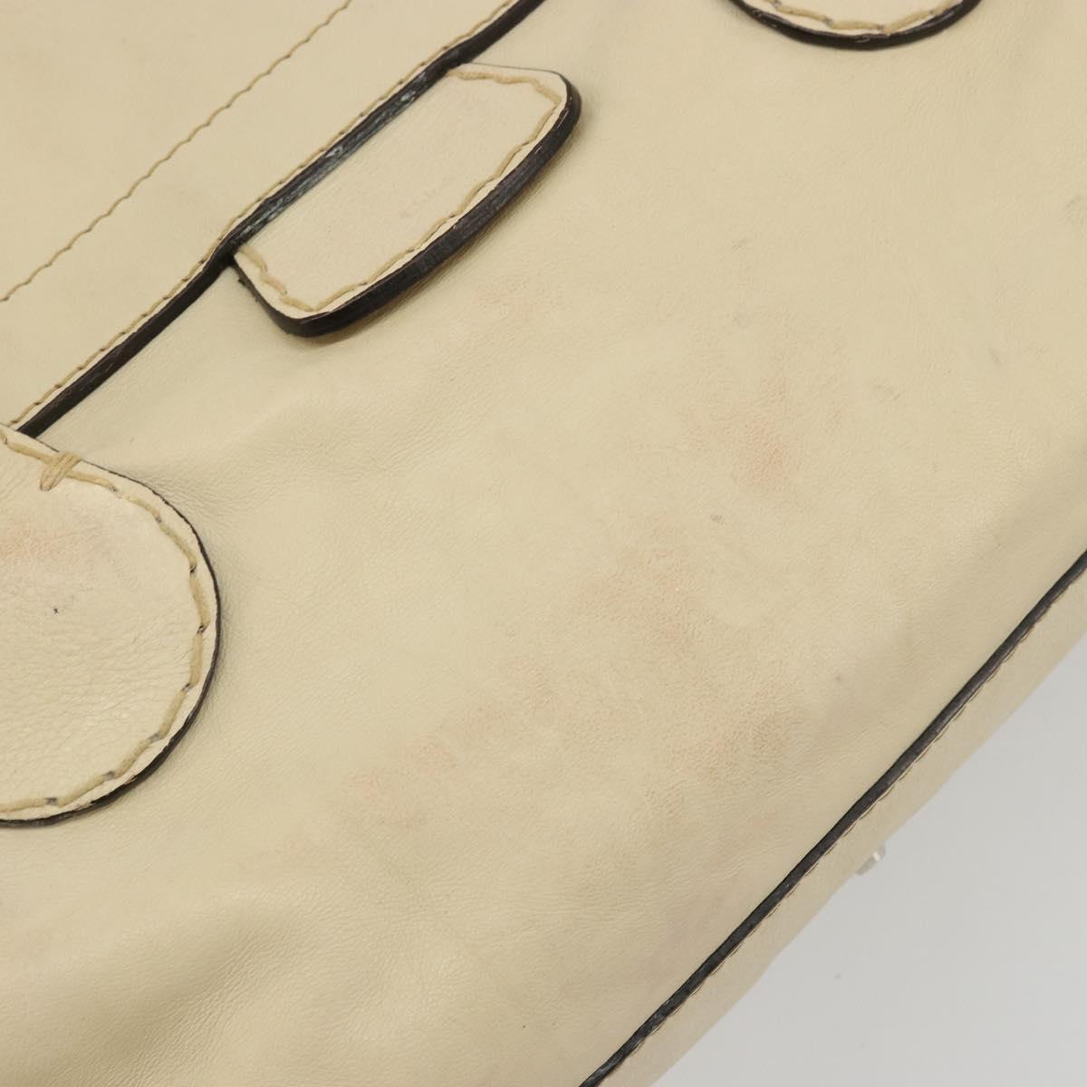 Chloe Edith Boston Bag Leather Beige Silver Auth bs30503
